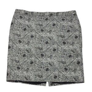Liz Claiborne Skirt Womens Size 16 White Black Paisley Print Stretch Knee Length